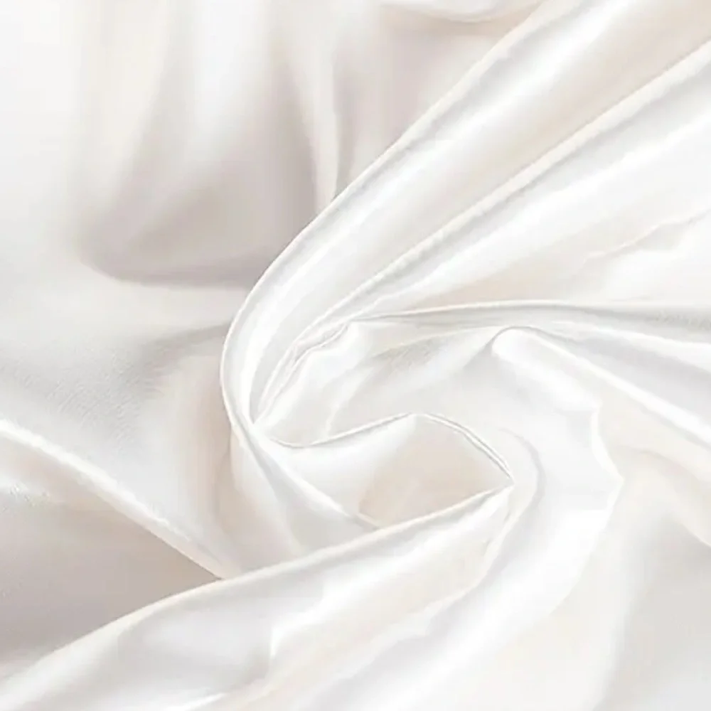 3pc Luxurious Satin Sheet Bedding Set - Metallic Eggshell White